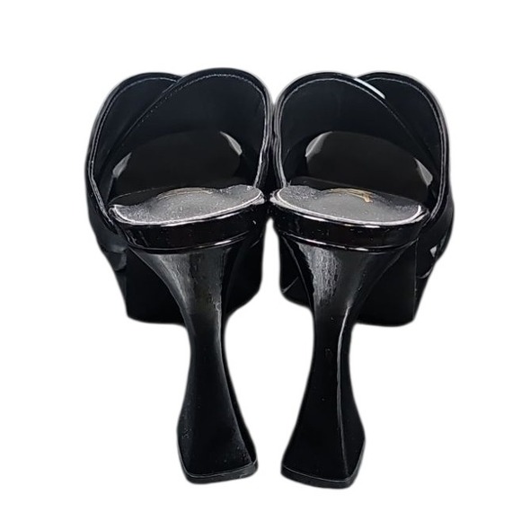 Liliana Platform Heels‎ Mules Criss Cross Open Toe Party Shoes Black 7.5 Nwot - Picture 5 of 9